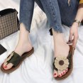 thumbnail image 5 of Fesfesfes Fesfesfes Sandals Women Summer Clip-Toe Sunflower Decor Faux Leather Sandals Shoes Comfy Flats Flip-Flops Casual Beach Sandals, 5 of 7