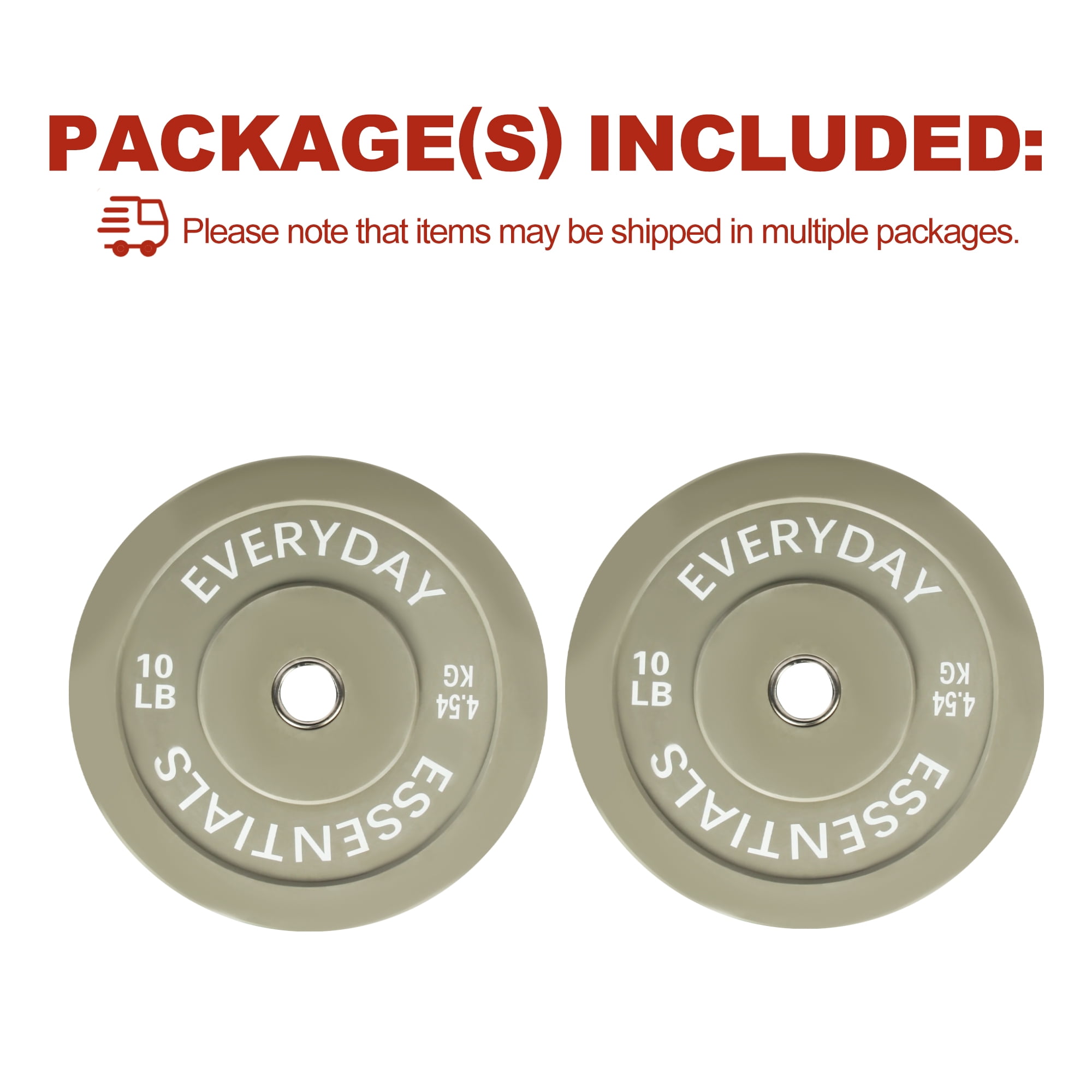 FlexWave Bumper Weight Plates, 10 lb Pair, Colored, 2-Inch Hole