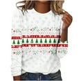 thumbnail image 2 of HOMBOM Womens Tops Long Sleeve Christmas Pullover Red Snowflakes Crewneck Ugly Plus Size T Shirts for Ladies, 2 of 4