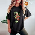 thumbnail image 5 of LEBONYARD Womens Summer Tops with Sleeves,Summer Shirts for Women summer fall,Women's Fashion Summer Round Neck Drop Sleeves Leisure Short Sleeve Fruit Printing Tops Black S, 5 of 7