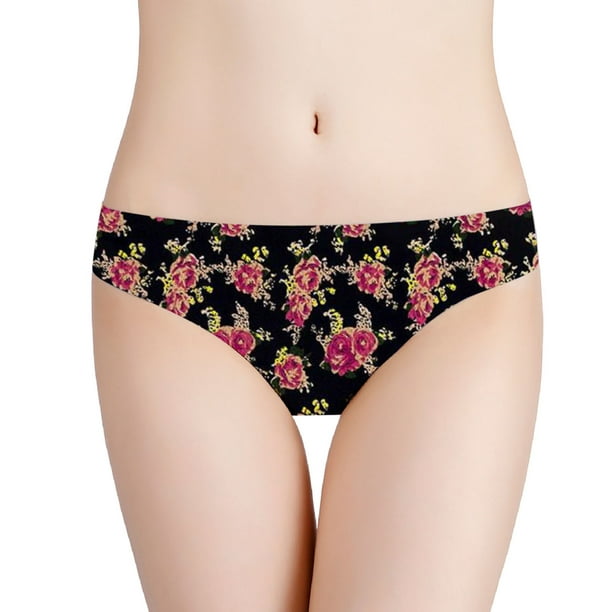 5Pack Briefs Women Silky Comfy Floral Panties Underwear Low Waist Breathable  Sexy Seamless Thongs Underpant - Walmart.com