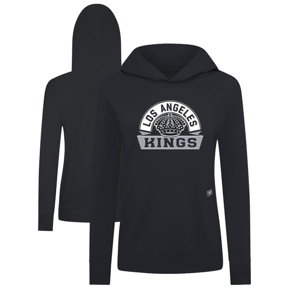 Women's Levelwear Black Los Angeles Kings Relay Banner Arch Pullover Hoodie