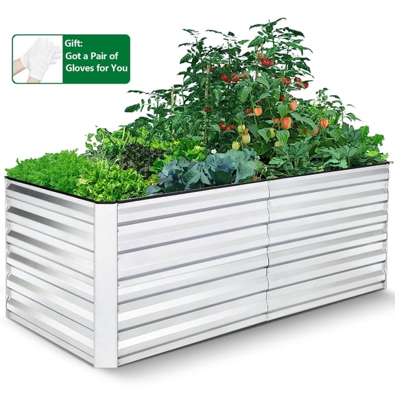VIBESPARK 6ftx3ftx2ft Galvanized Raised Garden Bed Kits 6ftx3ftx2ft Large Metal Planter Boxes for Outdoor Vegetable Gardening