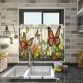 thumbnail image 7 of Coolnut 24 Inch Length Kitchen Curtains Flowers Butterflies 2 Panels Half Window Sheer Curtains Rod Pocket Farmhouse Short Drapes for Bathroom Cafe Basement Home Decor, 7 of 7
