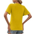 thumbnail image 4 of TKLPEHG Women's Tops Casual Going Out Tops Short Sleeve T Shirts Summer Solid Color Loose V Neck Tshirt Lightweight Blouses(Yellow,S), 4 of 4