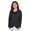 NY Collection Long Sleeve Cowl Neck Pullover With Buttons