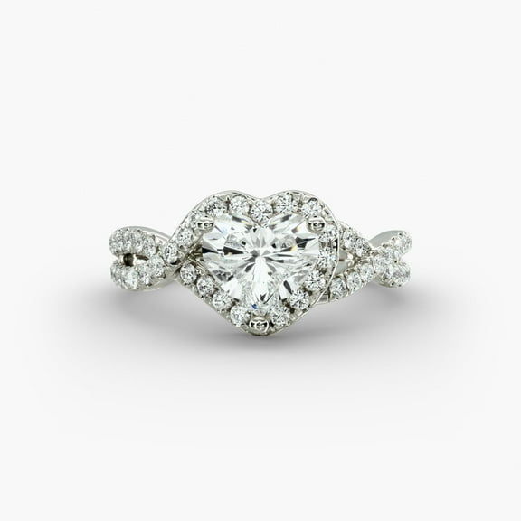 Spot Jewel 14K White Gold Plated Ring for Her - 2.2 Ct Heart Cut Diamond Ring - Elegant Anniversary Band for Women's - Twisted Valentine Proposal Band - Silver Halo Diamond Beautiful Occasion Ring