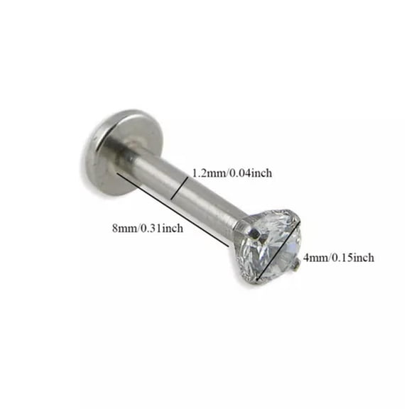 K-KED 1/5PCS 2MM/3MM/4MM Tiny Gem Labret Tragus Cartilage Earring Lip Bar Stud Helix-4mm-1PCS