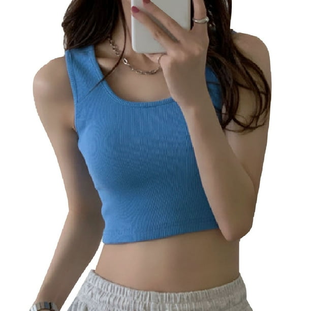 Camiseta sin mangas de ejercicio ajustada para mujer, Camiseta deportiva sin mangas para mujer Camiseta deportiva sin mangas para mujer Camiseta sin mangas de entrenamiento acanalada para mujer Elaborada por expertos