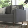 thumbnail image 6 of BizChair Mid-Century Modern Loveseat Sofa with Tufted Faux Linen Upholstery & Solid Wood Legs in Dark Gray, 6 of 11