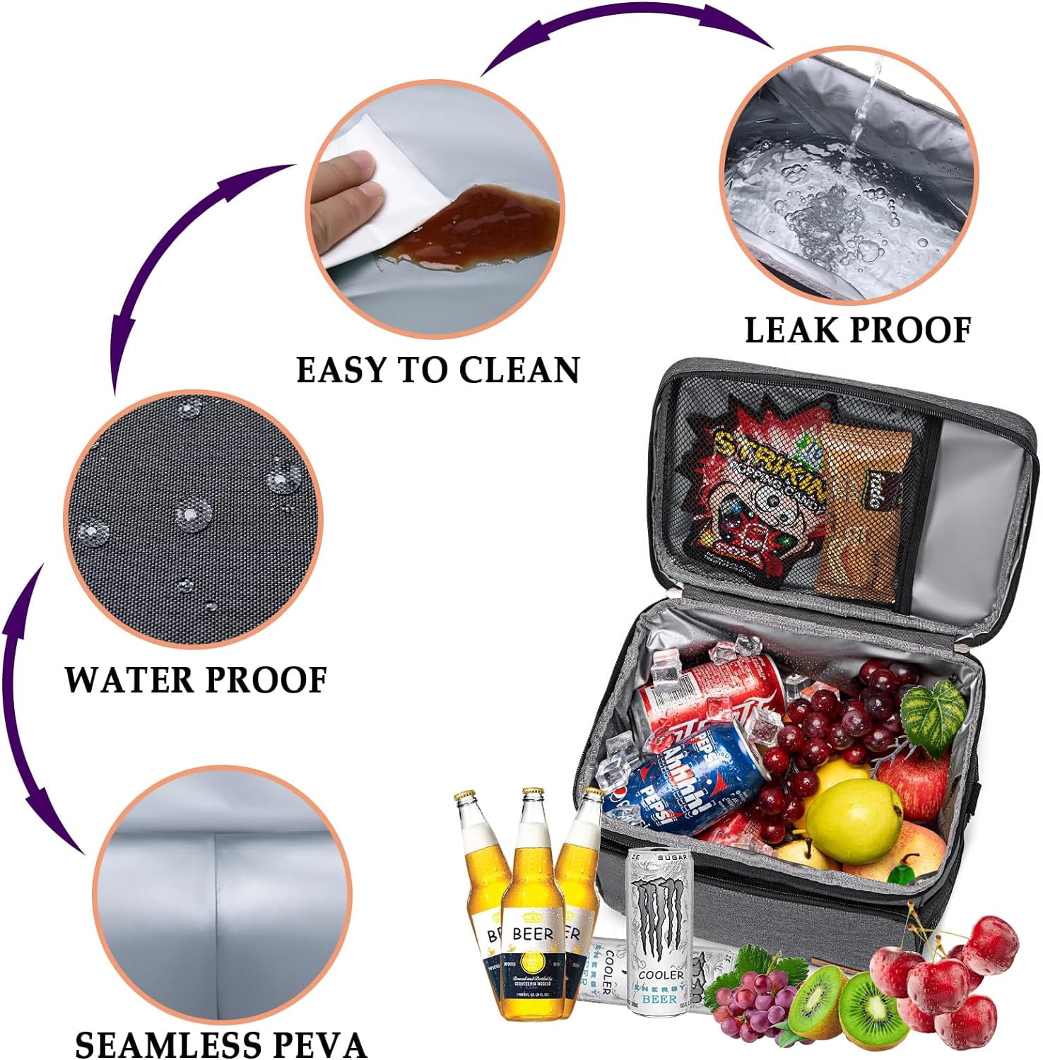 HotAdsFW Insulated Cooler Bag 6/24 Can Collapsible Leakproof Soft Sided Cooler for Car, Portable Foldable Small Ice Chest for Beach Camping Picnic Travel, 5/15qt Lunch Box for Men Work