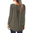 thumbnail image 3 of FAIWAD Women's Casual Long Sleeve Button Round Neck Loose Pleated Pullover Tops Fall Winter Trendy Top, 3 of 5