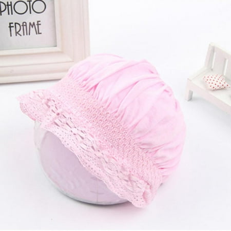 

Lovely Baby Girl Lacy Bonnet Eyelet Lace Christening Bonnet Cap Toddlers Beanie Breathable Sun Protection Hat 0-8 Months Pink