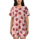 thumbnail image 1 of Fotbe Strawberries Conjunto de Pijama Estampado para Mujer, 2 Piezas, Ropa de Dormir con Camiseta de Manga Corta y Shorts Suaves-Medium, 1 of 6