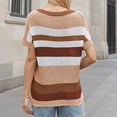 thumbnail image 4 of Womens Short Sleeve Tops, Short Sleeve Knit Tops for Women Striped Print Fashion Crew Neck Sweater Casual Loose Soft Comfy Pullover Shirts, 4 of 5