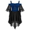 thumbnail image 2 of ibiyuan Girls Gothic Vampire Halloween Costume, Black High Low Dress, Kids Vampire Dress Up Outfit for Halloween, 2 of 5