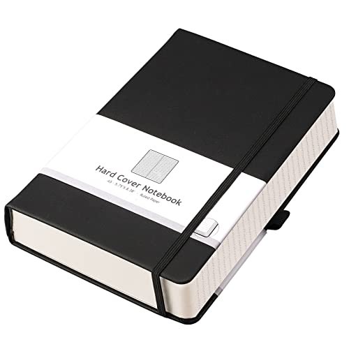 Cuaderno forrado AHGXG 320 páginas numeradas tamaño A5 reglas universitarias papel 100gsm cuero hombres y mujeres oficina escuela Negro