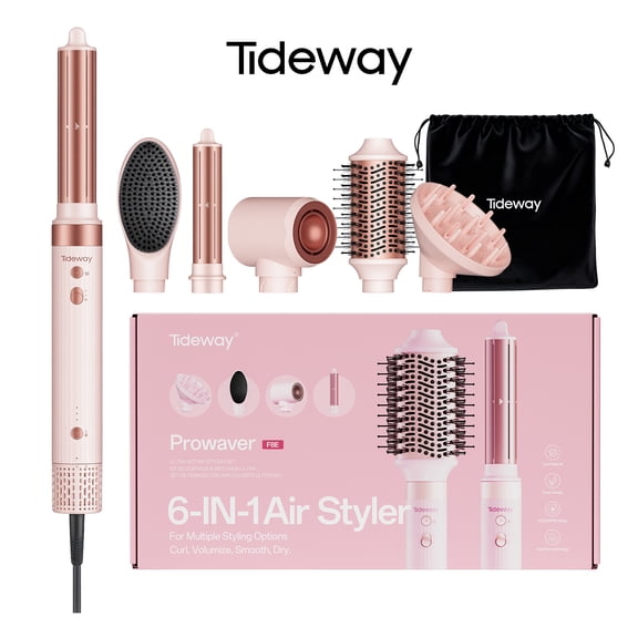 Tideway Prowaver 6-in-1 Hot Air Styler Wrap, Ionic Dual Voltage Hair Dryer & Blow Dryer Brush