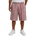 thumbnail image 3 of HKYNLAG Men's Summer Beach Shorts Elastic Waist Drawstring Striped Bermuda Shorts Casual Vacation Holiday Shorts with Pockets Wine 5XL, 3 of 5