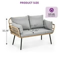 thumbnail image 4 of Dextrus Patio Sofa and Loveseat, Boho All-Weather Wicker Rattan Conversation Chairs with Cushions & Lumbar Pillows - Gray, 4 of 10