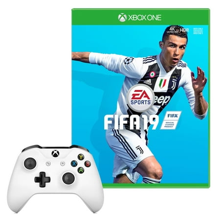 Xbox One S Controller in White with FIFA 19 Game