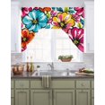 thumbnail image 2 of Bohemia Floral Swag Curtains for Kitchen Summer Abstract Flower Blossom Leaf Watercolor Valances for Windows Rod Pocket Small Window Treatment Short Topper for Cafe Bedroom Bathroom 56x36 Inch, 2 of 6