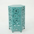 thumbnail image 2 of Wembaum Indoor 12 Inch and 14 Inch Sunburst Iron Side Table Set, Crackle Teal, 2 of 5