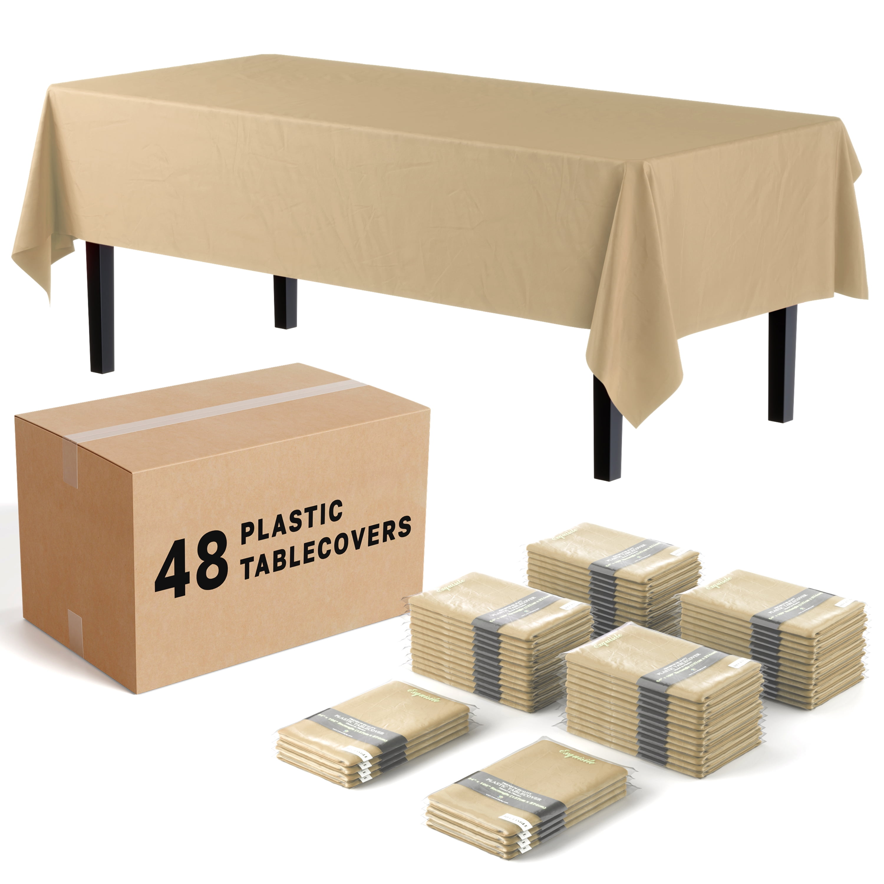 Ivory Disposable Tablecloths For Rectangle Tables In Bulk 48 Pack 54