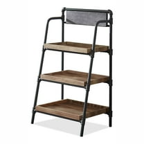Bowery Hill Industrial Metal 3-Shelf Bookcase in Sand Black Finish