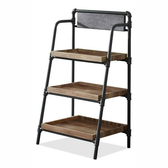 Bowery Hill Industrial Metal 3-Shelf Bookcase in Sand Black Finish