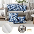 thumbnail image 6 of Blue Geometric Outdoor Waterproof Pillow Covers, Modern Abstract Vintage Art Aesthetic Decorative Square Throw Pillowcase Sofa Cushion Sham for Patio/Couch/Chair, 26"x26" 2 Pack, 6 of 8