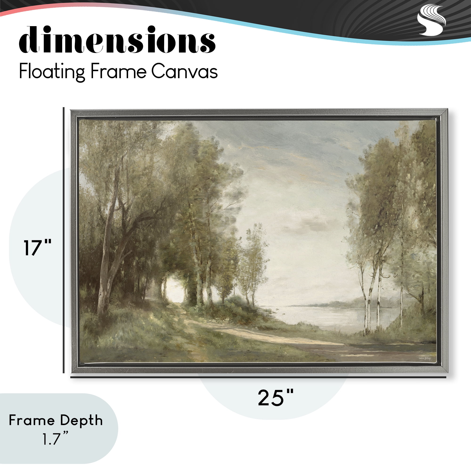 Stupell Industries Tranquil Lakeside Path Gray Framed Floater Canvas Wall Art, design by Amber Sterling