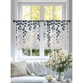 thumbnail image 4 of Navy Blue Ombre Botanical Semi Sheer Window Curtains 54 Inches Long, Watercolor Pastoral Leaf Rustic Rod Pocket Voile Silky Chiffon Curtain Light Filtering Drapes for Living Room, 52"x54", 2 Panels, 4 of 9
