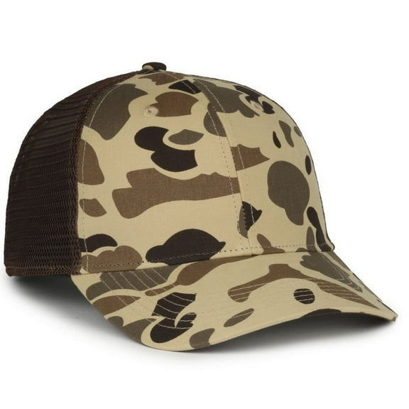 Outdoor Cap GC-100M New Vintage Waterfowl Design With Brown Mesh-Vintage Waterfowl/Brown