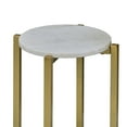 thumbnail image 6 of Ivy 24.5 Inch Marble Top Accent Round Side Table with Metal Frame, White and Gold, Saltoro Sherpi, 6 of 7