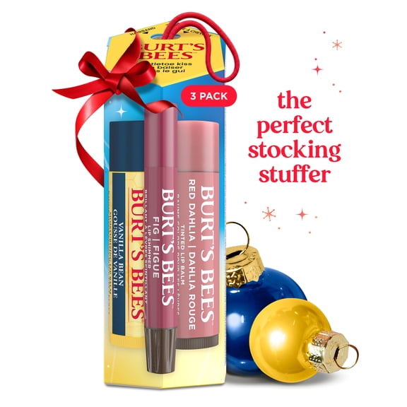 Burt's Bees Mistletoe Kiss Lip Balm Gift Set Stocking Stuffer with Lip Balm Tinted Lip Balm and Lip Shimmer 3 Products