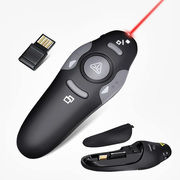 Wireless Presentation Clicker for PowerPoint Presentations, USB Dongle Wireless Presenter Remote with Laser Pointer Slide Clickers for Mac/Windows/Linux, Computer/Laptop, Google Slide/PPT/Keynote