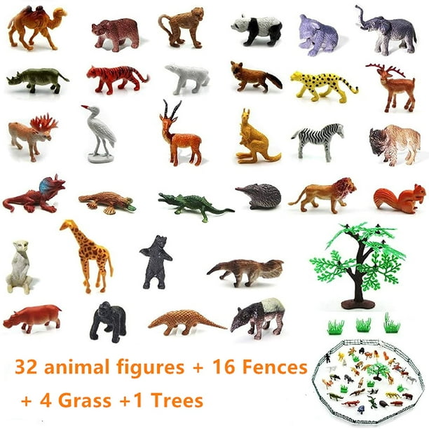 Animal Figurines Toys, 53 Pcs Small Mini Realistic Safari Zoo Plastic