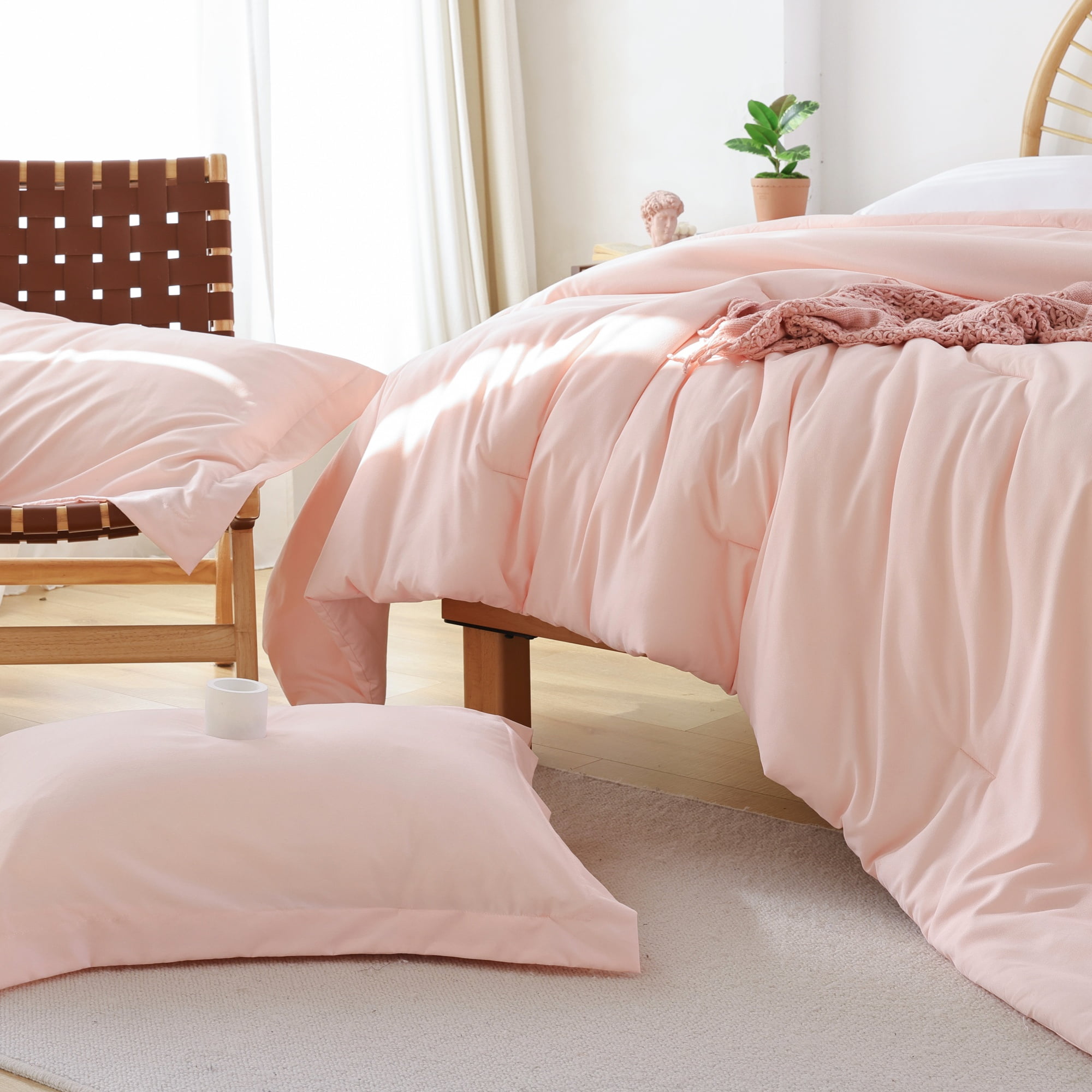 SPRINDAY Queen Comforter Set For Adult, 3 Piece Blush Red Comforter Sets & Bedding For All Season