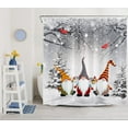 thumbnail image 4 of Christmas Gnome Shower Curtain for Bathroom Decor, Winter Funny Gnome Cardinal in Snow Forest Shower Curtain with Hooks Snowflake Shower Curtain Set Bathroom Decor Accessories, 72L X 72W inches, 4 of 6