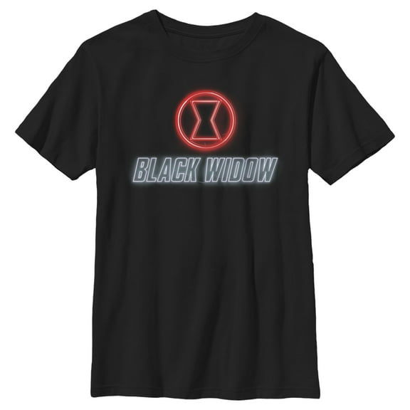 Boy's Marvel Black Widow Neon Hourglass  Graphic Tee Black Medium