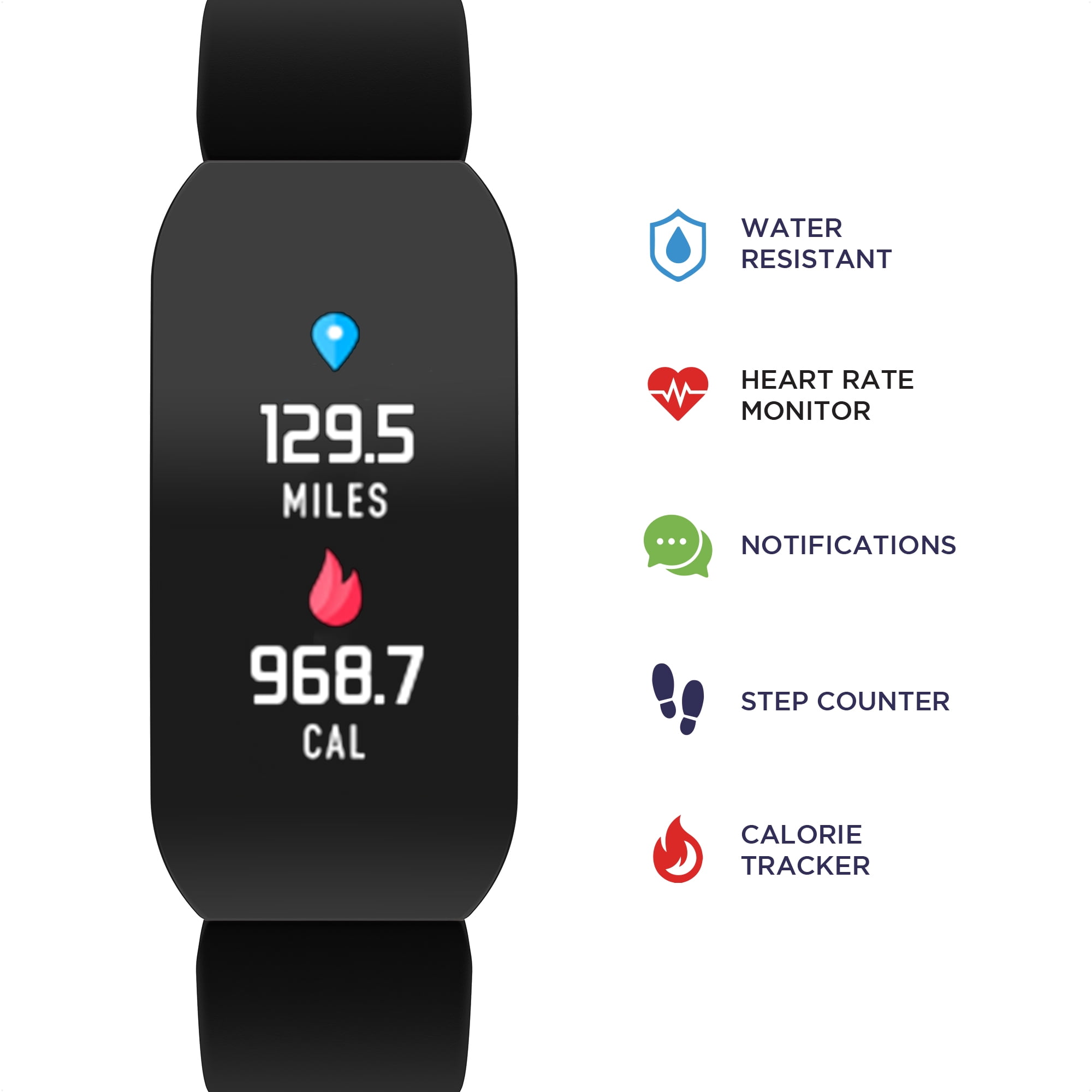 Itech Active Smartwatch Tracker for Men/Women, iOS & android Compatible (Black)