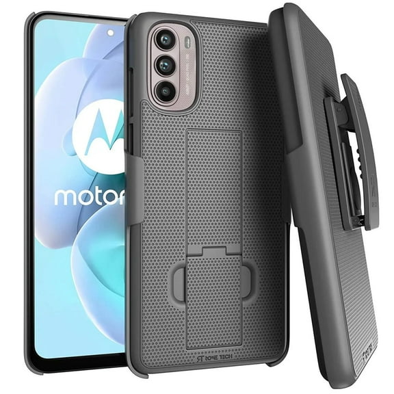 Rome Tech Phone Case for Motorola Moto G 5G (2022) with Belt Clip & Kickstand - Black