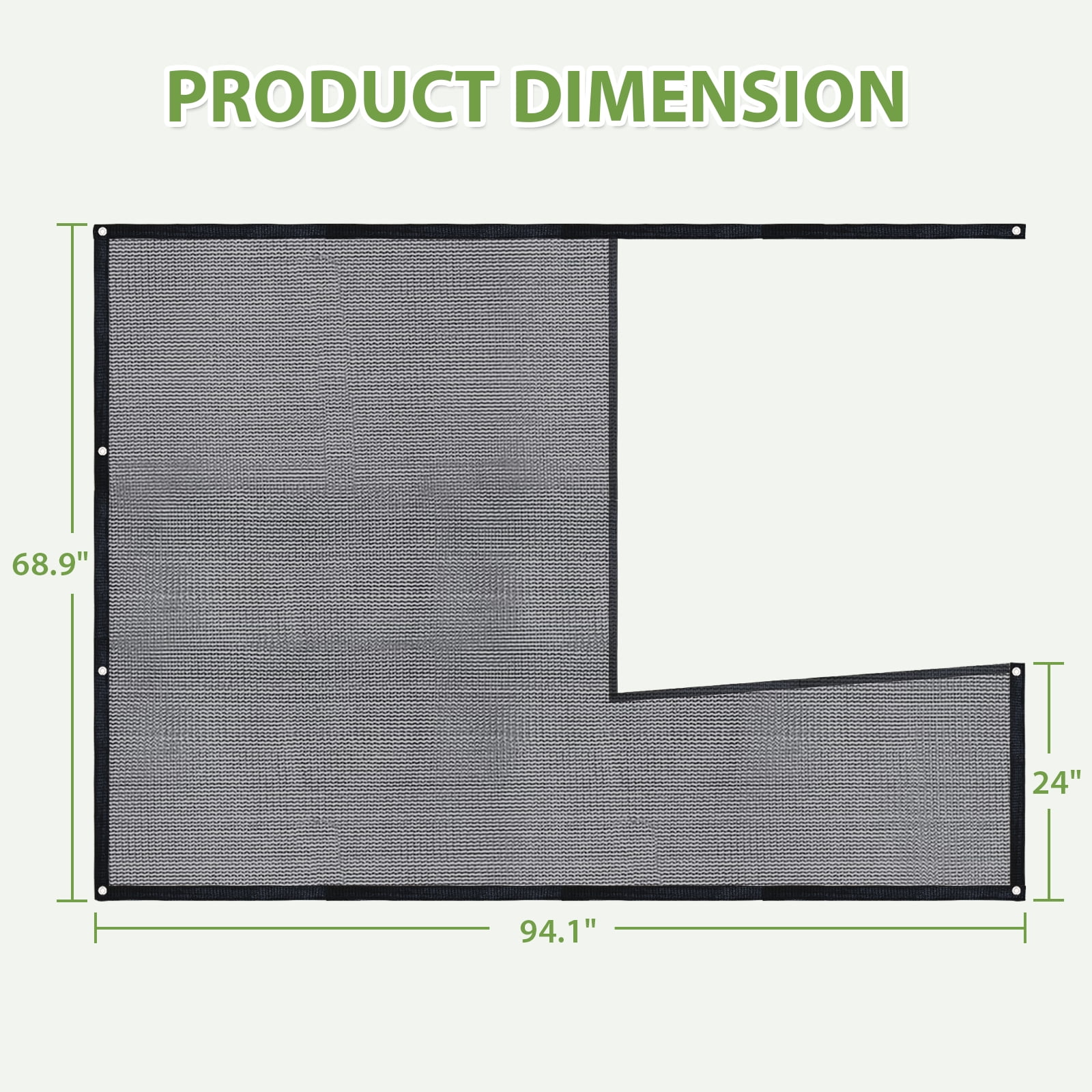 EAGLE PEAK 50% Sun Shade Cloth Mesh Cover with Grommets for Greenhouse for EAGLE PEAK 6.7x6x7.7 ft Wood Greenhouse, Black