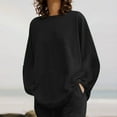 thumbnail image 7 of HAiming Women's 2 Piece Linen Set Long Sleeve Round Neck Top Drawstring Wide Leg Pant Summer Plus Size Casual Outfits, 7 of 7