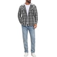 thumbnail image 2 of Men's Plaid Drawstring Hooded Chest Pocket Long Sleeve Shirt Jacket M Gray, 2 of 6