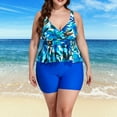 thumbnail image 1 of PEASKJP Womens One Piece Swimsuits One Piece Swimsuit Ruched Bathing Suits for Women Plus Size One Piece Swimdress Blue L, 1 of 5