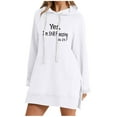 thumbnail image 2 of EchfiProm Womens Hooded Sweatshirt White Pullover Hoodies with Pockets Cute Letter Long Sleeve Tunic Tops for Ladies, 2 of 4