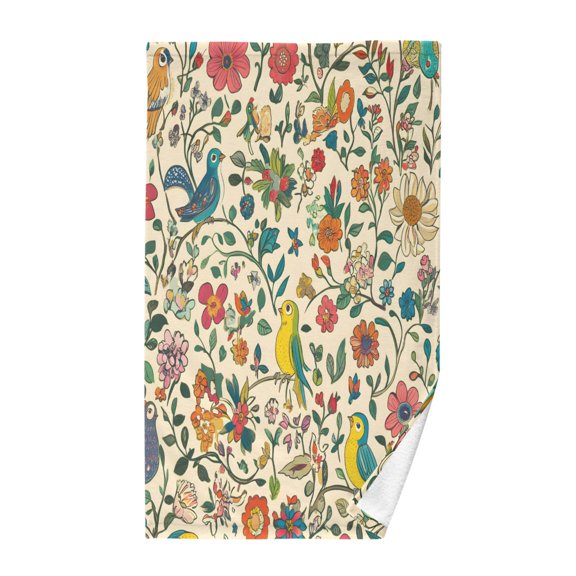 Yayeee 100% Cotton Hand Towels for Bathroom 16" x 28" Soft Absorbent Kitchen Towel, Beige Cartoon Animals