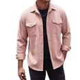 thumbnail image 2 of Aobny Jacquard Men Shirt Solid Button Down T Shirts Polos Collared Long Sleeve Tee Shirts Mens,Pink,L, 2 of 5